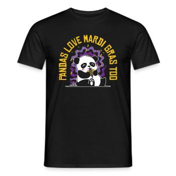 Mardi Gras Carnival Panda Mask Parade Costume - Men's T-Shirt - black - Front - AI Model Male 178 light (178cm)
