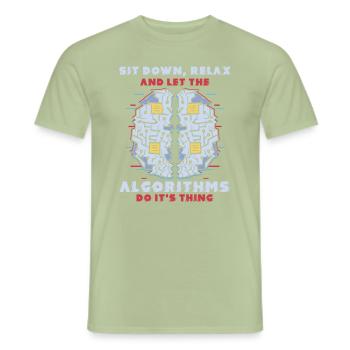 Algorithme informatique Programmeur Artificiel - T-shirt homme - vert sauge - Devant - AI Model Male 178 light (178cm)