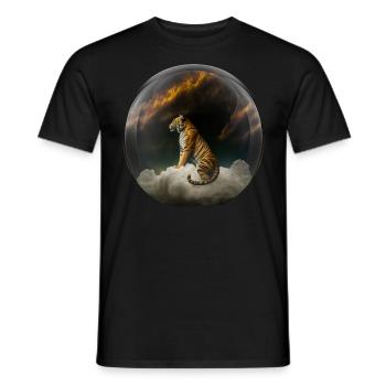 Tiger Glas Kugel Wolke Raubkatze Geschenk Kunst - Männer T-Shirt - Schwarz - Vorne - AI Model Male 178 light (178cm)