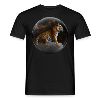 Tiger Glass Animal Cloud Big Cat Gift Art - Men's T-Shirt - black - Front - AI Model Male 178 light (178cm)