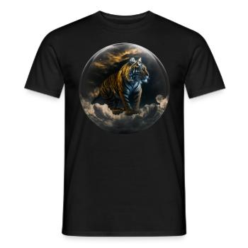 Tiger Glas Kugel Wolke Raubkatze Geschenk Kunst - Männer T-Shirt - Schwarz - Vorne - AI Model Male 178 light (178cm)