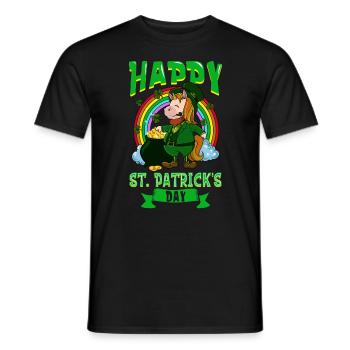St Patrick's Unicorn - Happy St Patrick's Day - Men's T-Shirt - black - Front - AI Model Male 178 light (178cm)