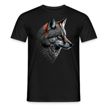Wolf und Fuchs gemischt, Kunst Kopf Tier Geschenk - Männer T-Shirt - Schwarz - Vorne - AI Model Male 178 light (178cm)