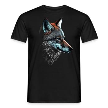 Wolf und Fuchs gemischt, Kunst Kopf Tier Geschenk - Männer T-Shirt - Schwarz - Vorne - AI Model Male 178 light (178cm)