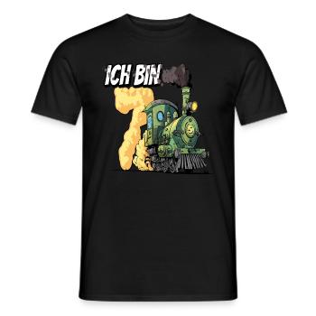 Ich bin 7 - 7. Geburtstag Zug Dampflok - Männer T-Shirt - Schwarz - Vorne - AI Model Male 178 light (178cm)