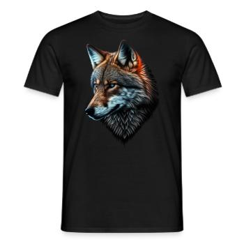 Wolf und Fuchs gemischt, Kunst Kopf Tier Geschenk - Männer T-Shirt - Schwarz - Vorne - AI Model Male 178 light (178cm)