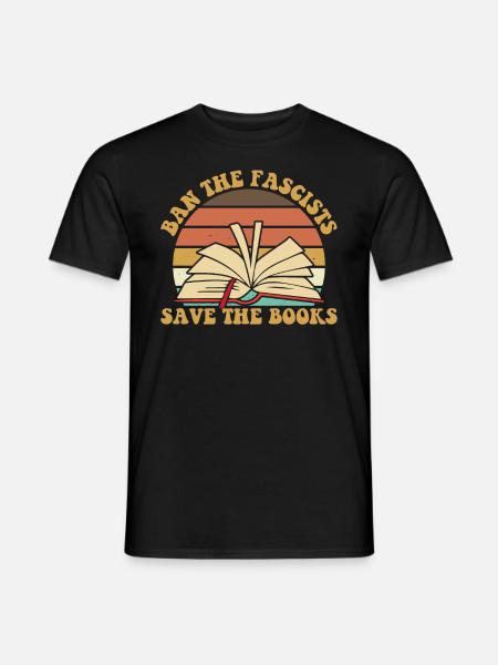 Verbot die Faschisten retten die B�cher Retro verb - Männer T-Shirt - Schwarz