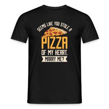 Pizza Foodie Relationship Fast Food Pick Up Lines - Men's T-Shirt - black - Front - AI Model Male 178 light (178cm)