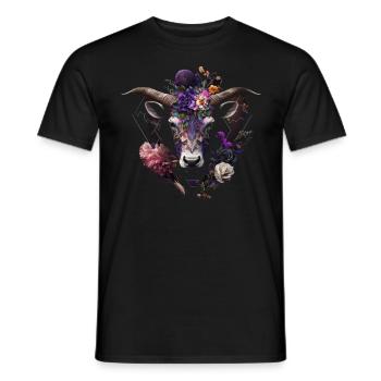 Chèvre Fleurs Art Cadeau Chèvre Animal Ferme - T-shirt homme - noir - Devant - AI Model Male 178 light (178cm)