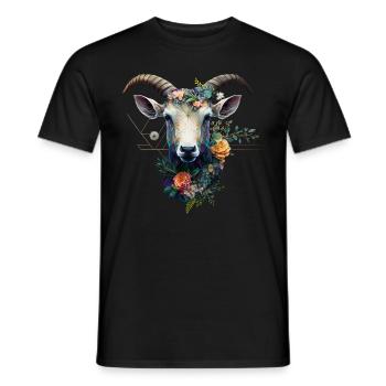 Chèvre Fleurs Art Cadeau Chèvre Animal Ferme - T-shirt homme - noir - Devant - AI Model Male 178 light (178cm)