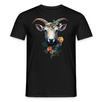 Chèvre Fleurs Art Cadeau Chèvre Animal Ferme - T-shirt homme - noir - Devant - AI Model Male 178 light (178cm)