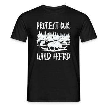 Journée mondiale de la conservation Rétro-Bison Wildlife Animal Welfare - T-shirt homme - noir - Devant - AI Model Male 178 light (178cm)