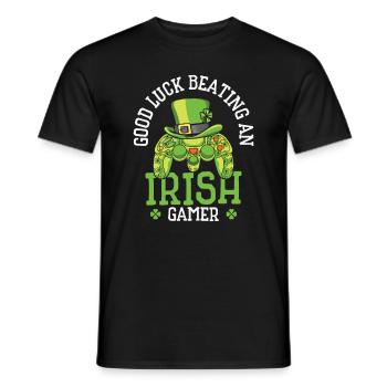 St. Patrick's Day Gaming Shamrock Gamer Video - Men's T-Shirt - black - Front - AI Model Male 178 light (178cm)