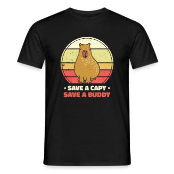Journée mondiale des animaux Capybara Rétro sur le bien-être animal - T-shirt homme - noir - Devant - AI Model Male 178 light (178cm)