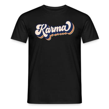 Karma, was herumgeht, kommt um Retro Karma - Männer T-Shirt - Schwarz - Vorne - AI Model Male 178 light (178cm)
