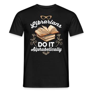 Librarian Bookworm Book Nerd Reading Library - Men's T-Shirt - black - Front - AI Model Male 178 light (178cm)