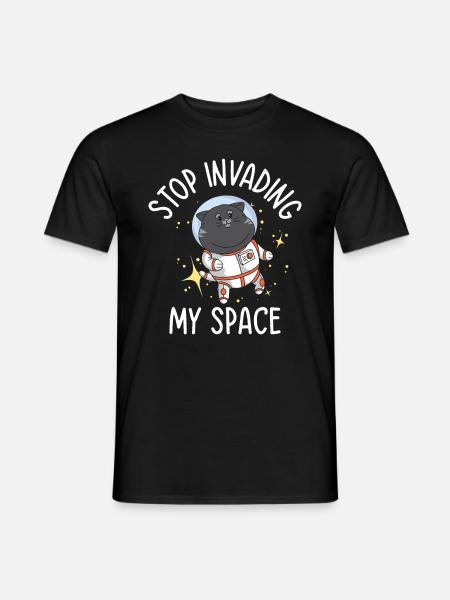 Weltraum Schnurrende Katze Astronaut - Männer T-Shirt - Schwarz
