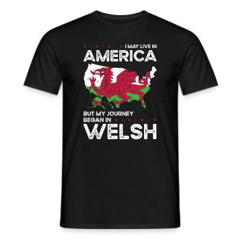 Geboren in Walisisch Wales Amerikanisch USA - Männer T-Shirt - Schwarz - Vorne - AI Model Male 178 light (178cm)