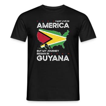 Né en Guyane, Guyana, Américain, États-Unis - T-shirt homme - noir - Devant - AI Model Male 178 light (178cm)