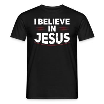 I believe in Jesus Christian faith believer - Men's T-Shirt - black - Front - AI Model Male 178 light (178cm)
