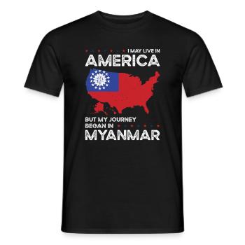 Nés : Birman, Myanmar, Américain, États-Unis - T-shirt homme - noir - Devant - AI Model Male 178 light (178cm)