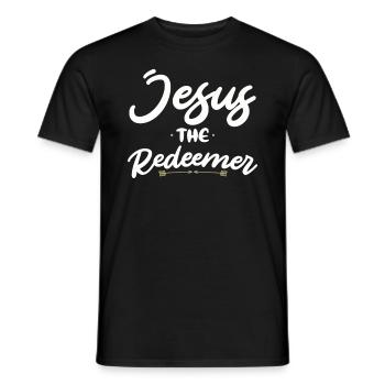Jésus Rédempteur : la foi chrétienne en Dieu - T-shirt homme - noir - Devant - AI Model Male 178 light (178cm)