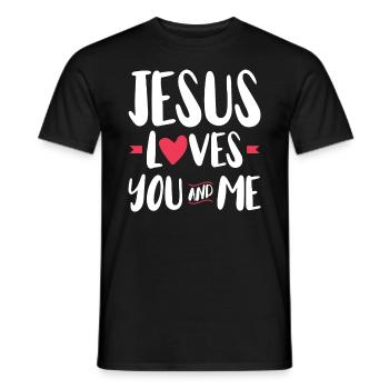 Jesus loves you and me Christian faith - Men's T-Shirt - black - Front - AI Model Male 178 light (178cm)