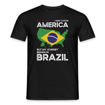 Né: Brésil, Brésil, Américain, États-Unis - T-shirt homme - noir - Devant - AI Model Male 178 light (178cm)