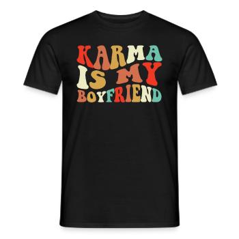 Karma ist mein Freund - Männer T-Shirt - Schwarz - Vorne - AI Model Male 178 light (178cm)