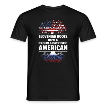 Né: Slovène, Slovénie, Américain, États-Unis - T-shirt homme - noir - Devant - AI Model Male 178 light (178cm)