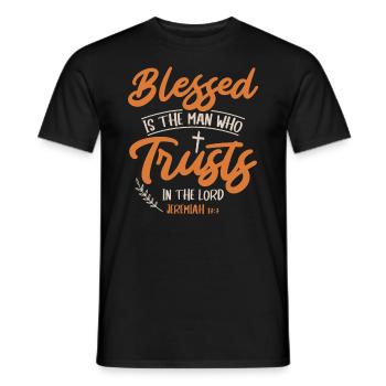 is the man who is counting on the Lord Jesus - Men's T-Shirt - black - Front - AI Model Male 178 light (178cm)