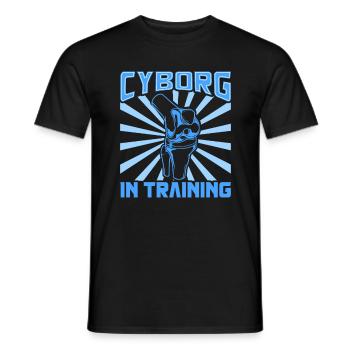 Cyborg in training - knee prosthesis - Men's T-Shirt - black - Front - AI Model Male 178 light (178cm)