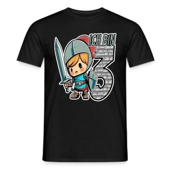Ich bin 3 - 3. Geburtstag - Ritter - Männer T-Shirt - Schwarz - Vorne - AI Model Male 178 light (178cm)
