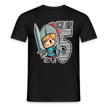 Ich bin 5 - 5. Geburtstag - Ritter - Männer T-Shirt - Schwarz - Vorne - AI Model Male 178 light (178cm)