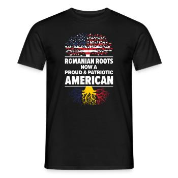 Né Roumanie Roumanie États-Unis - T-shirt homme - noir - Devant - AI Model Male 178 light (178cm)