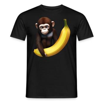 Niedlicher Affe mit Riesenbanane - Männer T-Shirt - Schwarz - Vorne - AI Model Male 178 light (178cm)