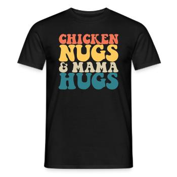 H�hnerfl�sse und Mama Umarmungen Retro -H�hnernugg - Männer T-Shirt - Schwarz - Vorne - AI Model Male 178 light (178cm)