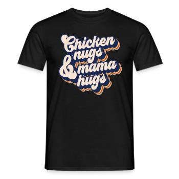 H�hnerfl�sse und Mama Umarmungen Retro -H�hnernugg - Männer T-Shirt - Schwarz - Vorne - AI Model Male 178 light (178cm)