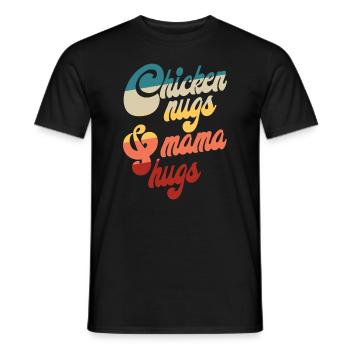H�hnerfl�sse und Mama Umarmungen Retro -H�hnernugg - Männer T-Shirt - Schwarz - Vorne - AI Model Male 178 light (178cm)