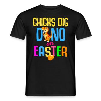 Easter T-rex Dinosaur Rabbit Easter Holiday - Men's T-Shirt - black - Front - AI Model Male 178 light (178cm)