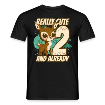 vraiment mignon et déjà 2 - anniversaire des enfants fauves - T-shirt homme - noir - Devant - AI Model Male 178 light (178cm)