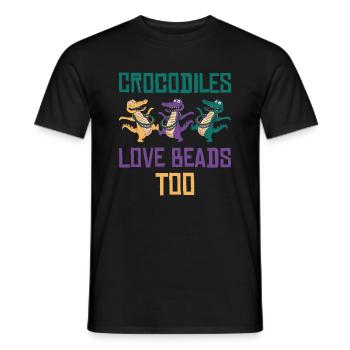 Mardi Gras Carnival Crocodile Beads Wildlife - Men's T-Shirt - black - Front - AI Model Male 178 light (178cm)