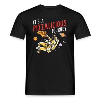 Space Pizza Lover Astronaut Fast Food Astronomy - Men's T-Shirt - black - Front - AI Model Male 178 light (178cm)