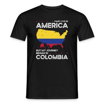 Né: Colombien, Colombien, Américain, États-Unis - T-shirt homme - noir - Devant - AI Model Male 178 light (178cm)
