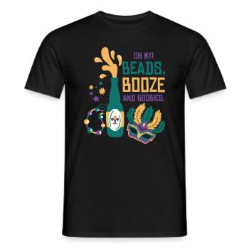 Mardi Gras Karneval Maske Bier Perlen Tölpel - Männer T-Shirt - Schwarz - Vorne - AI Model Male 178 light (178cm)