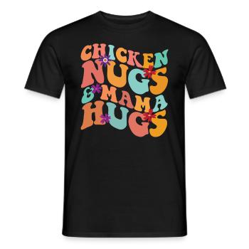 H�hnerfl�sse und Mama Umarmungen Retro -H�hnernugg - Männer T-Shirt - Schwarz - Vorne - AI Model Male 178 light (178cm)