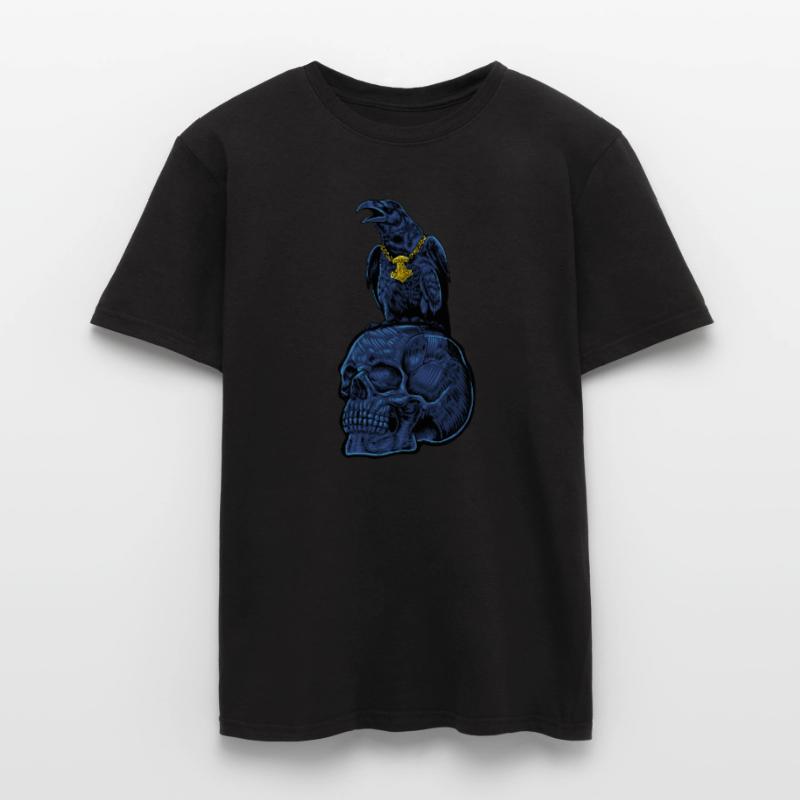Gothic Rabe mit Mjölnir auf Schädel - Gothic Männer T-Shirt