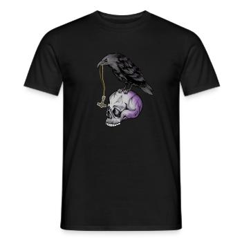 Gothic crow with Mjölnir necklace on skull - Goth - Men's T-Shirt - black - Front - AI Model Male 178 light (178cm)