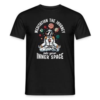 Weltraumpilz meditiert Sonnensystem Wissenschaft - Männer T-Shirt - Schwarz - Vorne - AI Model Male 178 light (178cm)
