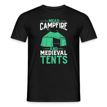 Mead campfires and medieval tents - Men's T-Shirt - black - Front - AI Model Male 178 light (178cm)